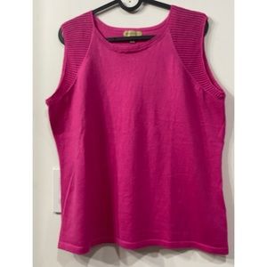 Kerry Brooke Sleeveless Linen Blend Magenta Crochet Top size L